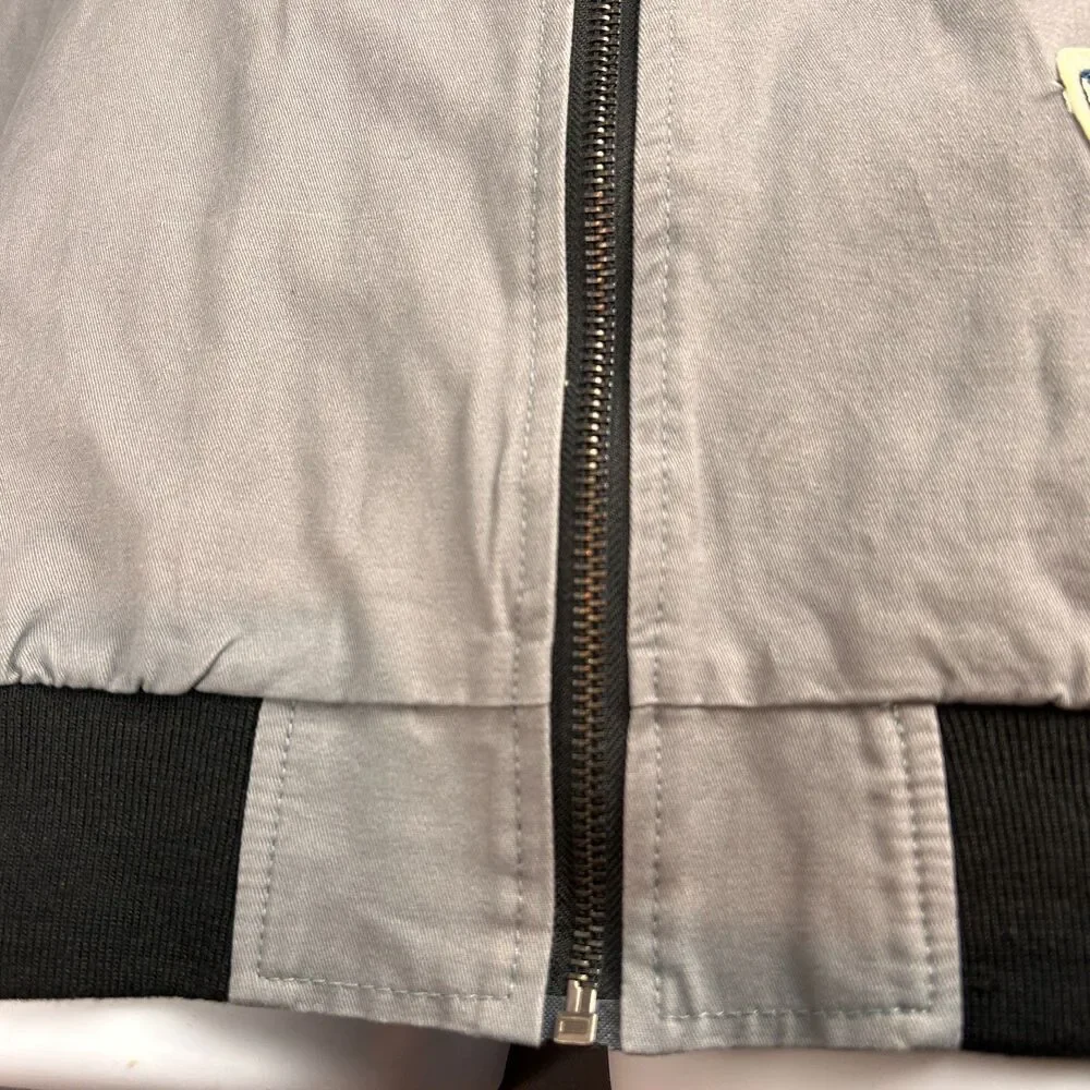 Hayden Los Angeles Gray Bomber Jacket Military Patches Size M NWT